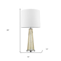 29" Silver Metal Table Lamp With White Empire Shade