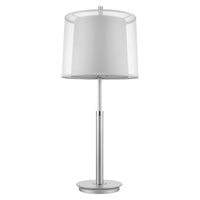 31" Silver Metal Table Lamp With White Empire Shade