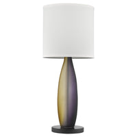 30" Ebony Lacquer Solid Wood Standard Table Lamp With White Shade