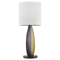 30" Ebony Lacquer Solid Wood Standard Table Lamp With White Shade