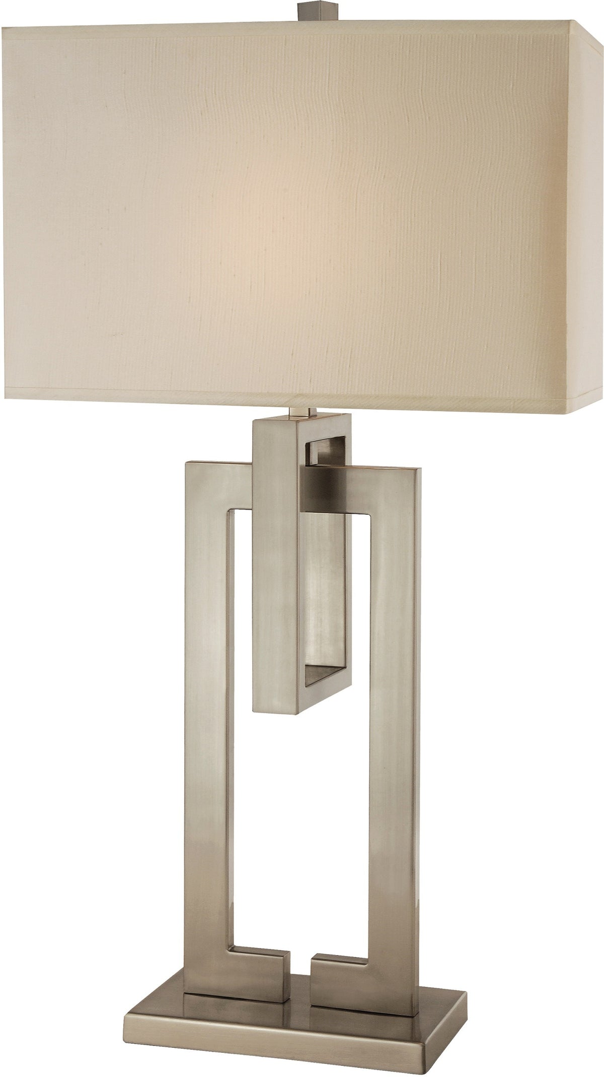 36" Silver Metal Table Lamp With Cream Rectangular Shade