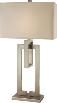 36" Silver Metal Table Lamp With Cream Rectangular Shade