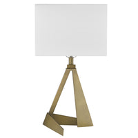 25" Brass Metal Table Lamp With White Rectangular Shade