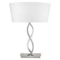 25" Silver Metal Table Lamp With White Empire Shade