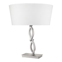 25" Silver Metal Table Lamp With White Empire Shade