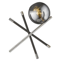 18" Black Metal Tripod Table Lamp With Nickel Globe Shade