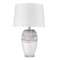 27" White and Black Ceramic Table Lamp With White Empire Shade