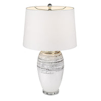 27" White and Black Ceramic Table Lamp With White Empire Shade