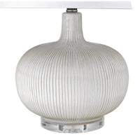 22" White Ceramic Round Table Lamp With White Drum Shade