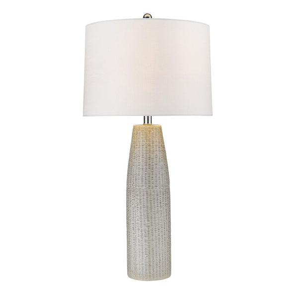 33" White Ceramic Table Lamp With White Empire Shade