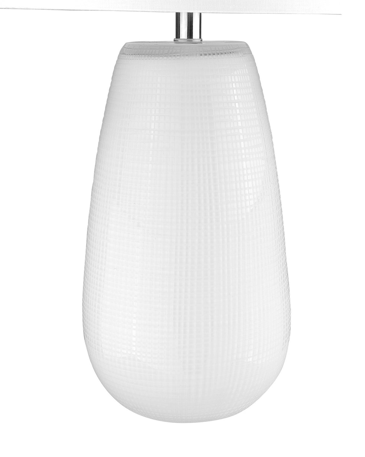 28" White Glass Table Lamp With White Drum Shade