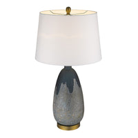 30" Teal Blue Concrete Table Lamp With Cream Empire Shade