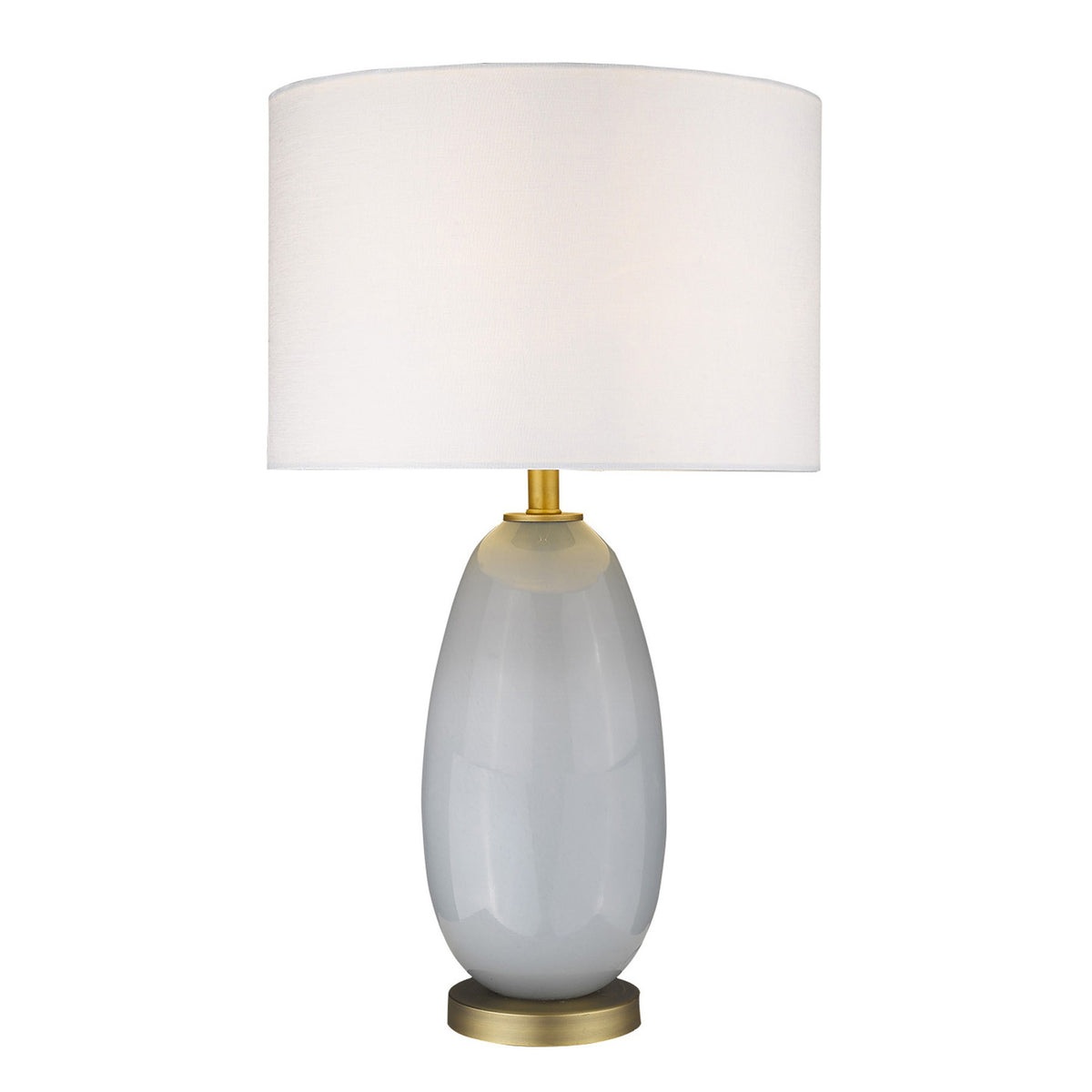 29" Light Gray Glass Table Lamp With White Drum Shade