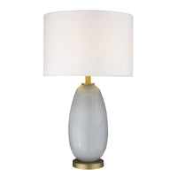 29" Light Gray Glass Table Lamp With White Drum Shade