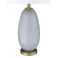 29" Light Gray Glass Table Lamp With White Drum Shade