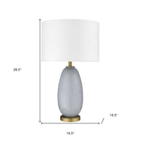 29" Light Gray Glass Table Lamp With White Drum Shade