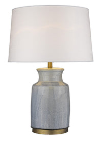 27" Brass Metal Table Lamp With White Empire Shade