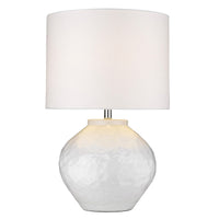 26" White Ceramic Table Lamp With White Drum Shade