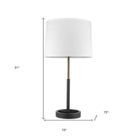 31" Black Metal Table Lamp With White Empire Shade