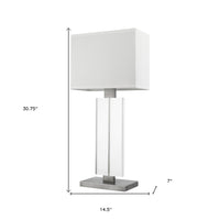 31" Silver Metal Table Lamp With White Rectangular Shade