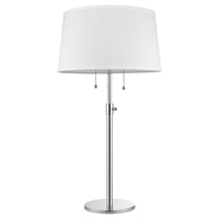 31" Silver Metal Two Light Adjustable Table Lamp With White Empire Shade