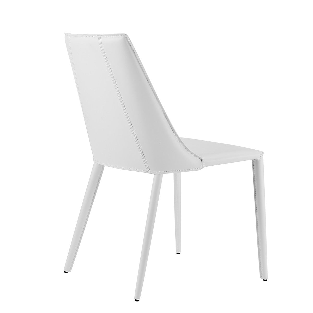 Sleek All White Faux Leather Dining or Side Chair