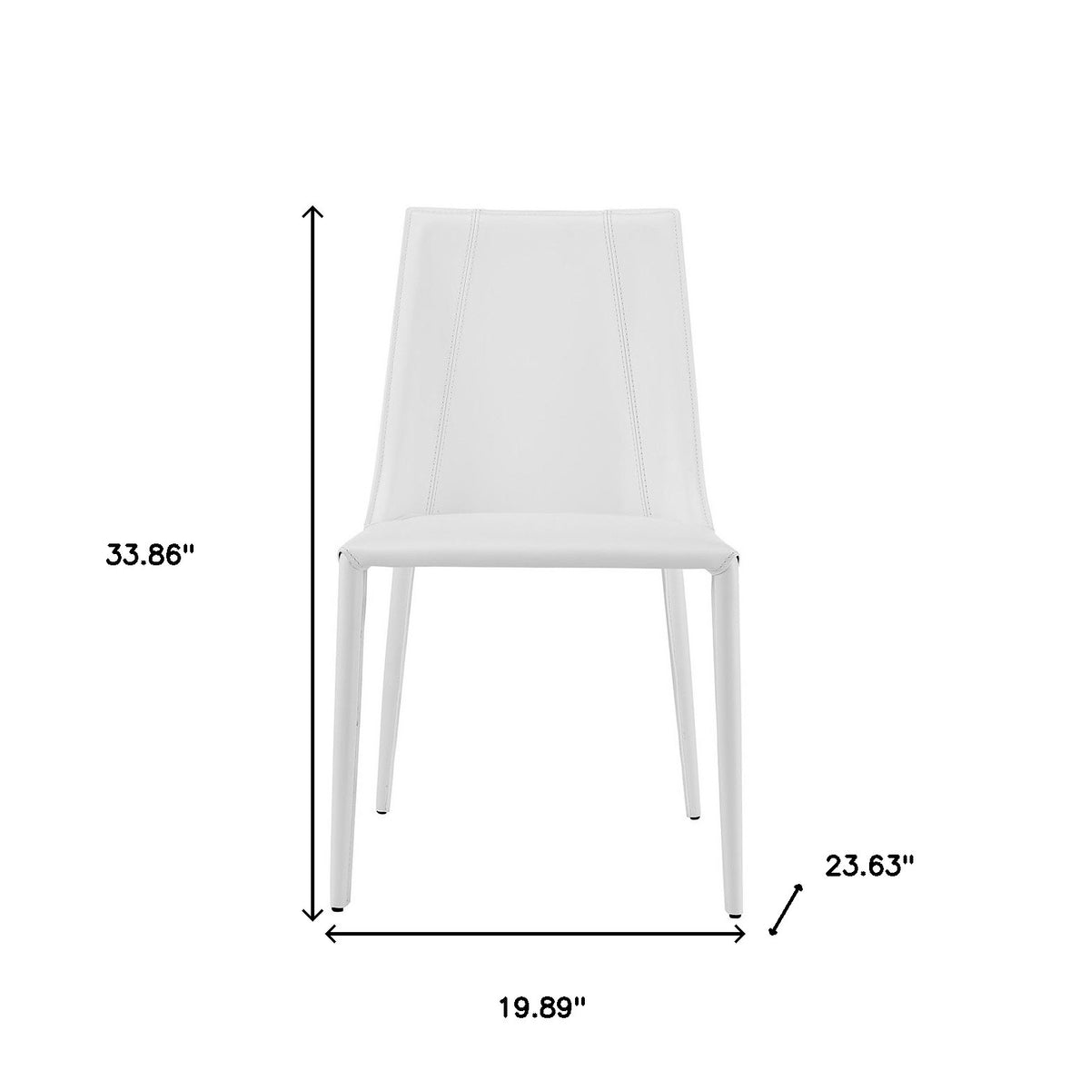 Sleek All White Faux Leather Dining or Side Chair