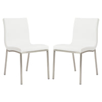 Set of Two Minimalist White Faux Faux Leather Chairs