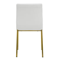 Set of Two Minimalist White Faux Faux Leather and Gold Chairs