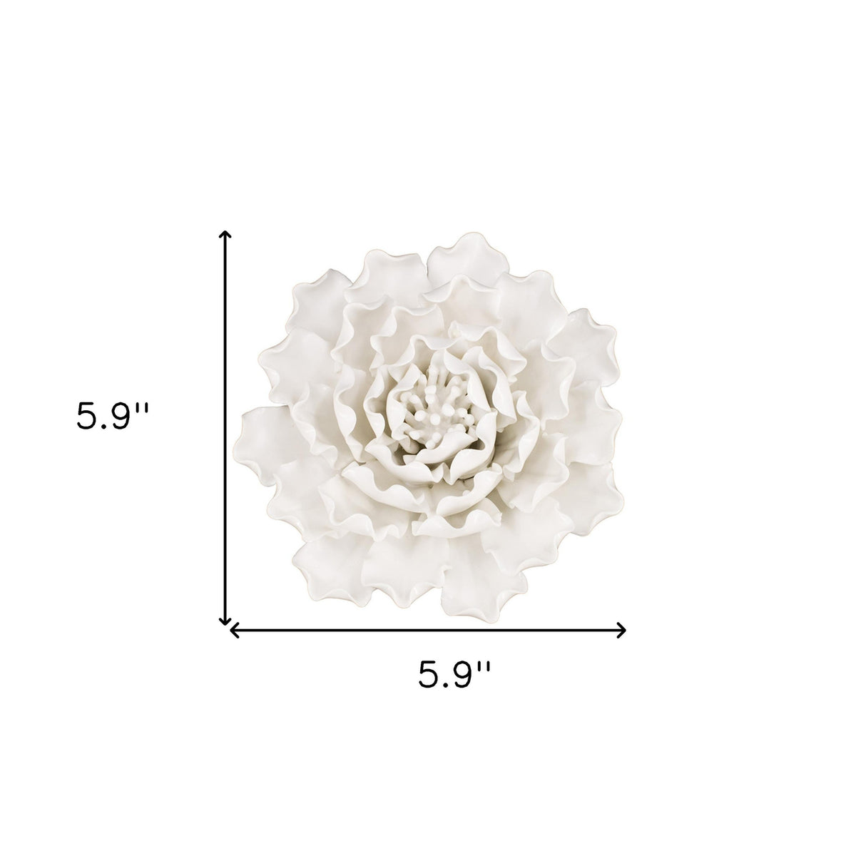 Cream Exaggerated 6" Ceramic Flower Wall Art