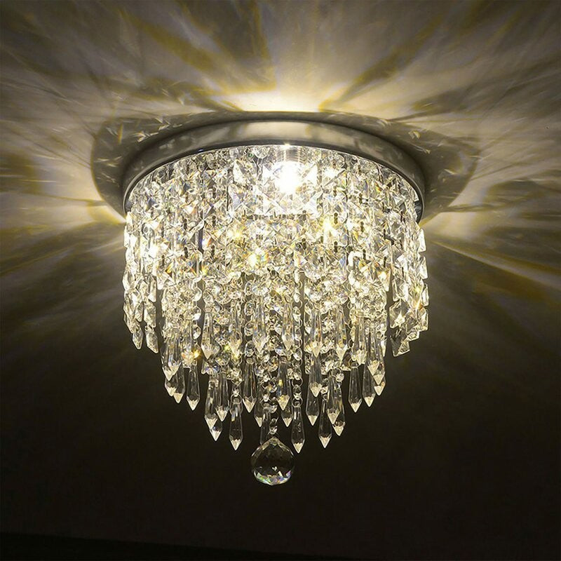 Shaded Globe Transparent Glass And Crystal Dimmable Ceiling Light With Clear Shades