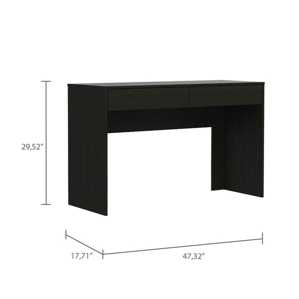 47" Black Computer Desk with Two Drawers