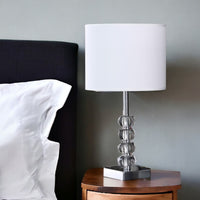 18" Silver Table Lamp With White Drum Shade