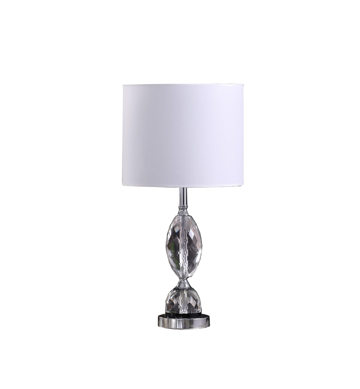 24" Silver Crystal Standard Table Lamp With White Shade