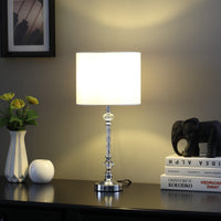 19" Silver Table Lamp With White Drum Shade