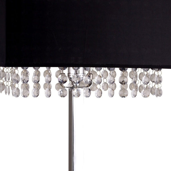 Bling Glam Black and Faux Crystal Rectangular Table Lamp