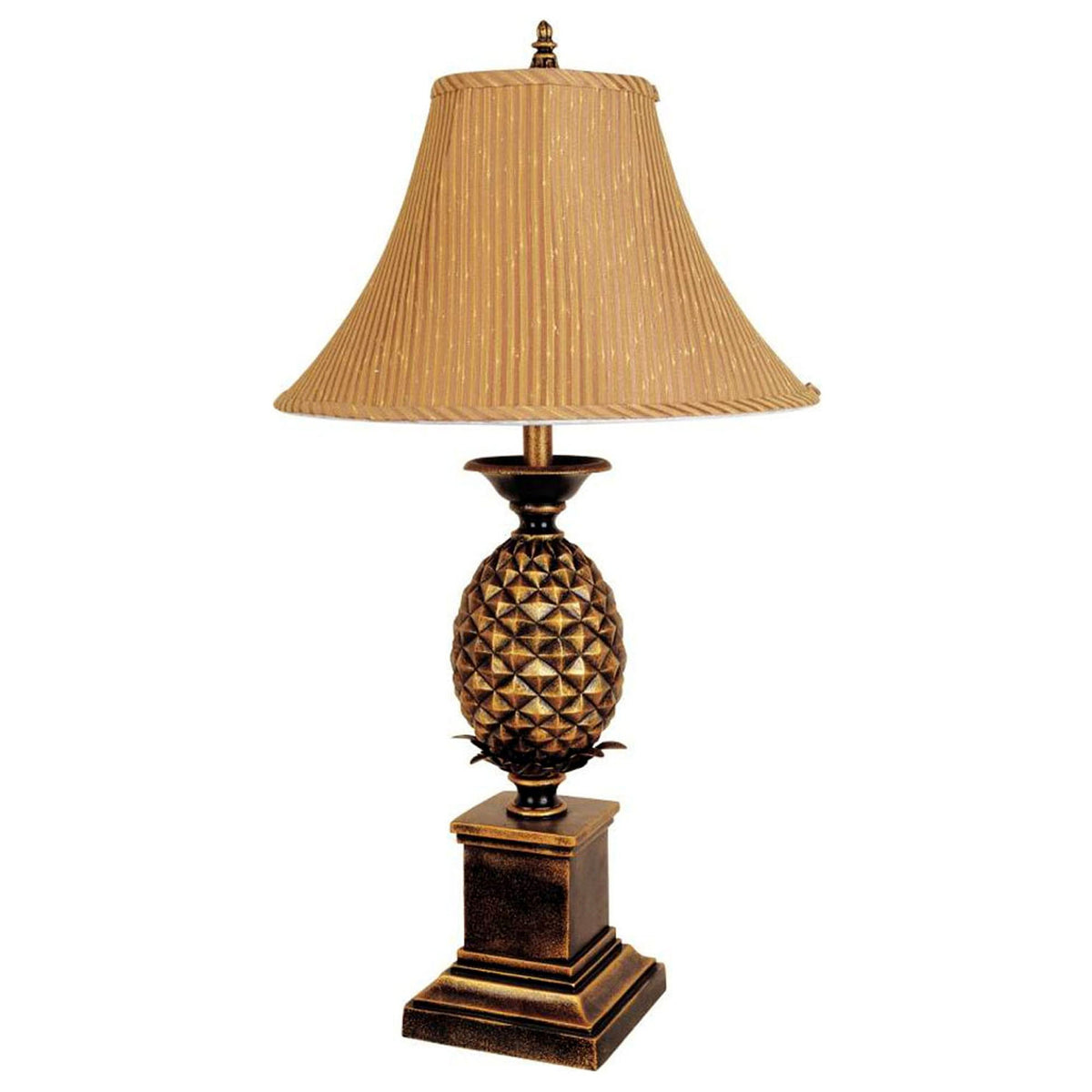 32" Gold Metal Pineapple Table Lamp With Gold Classic Empire Shade