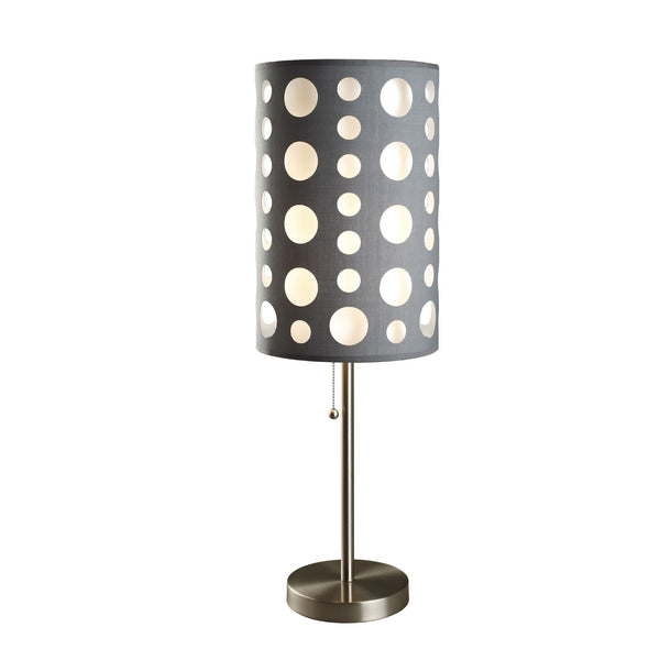 33" Gray and White Mod Dot Novelty Table Lamp