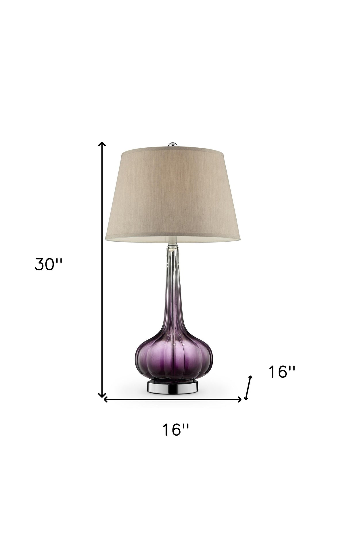 30" Purple Ombre Glass Table Lamp with Beige Shade