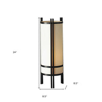 24" Black and Off White Cylinder Bedside Table Lamp