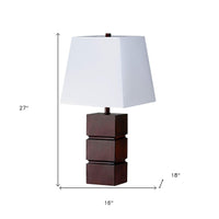 27" Brown Bedside Table Lamp With White Shade