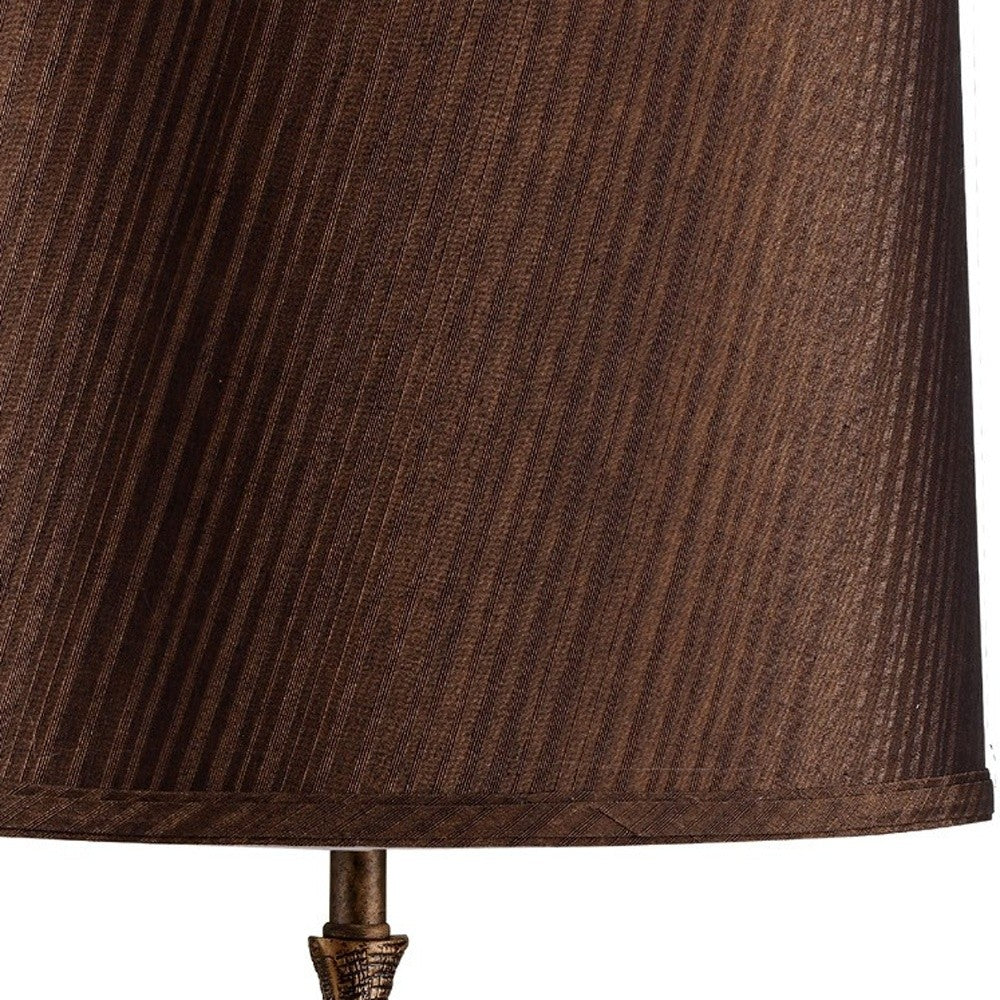 27" Bronze Bedside Table Lamp With Brown Shade