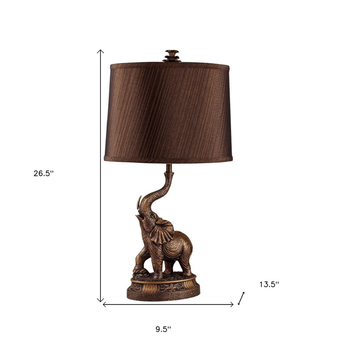 27" Bronze Bedside Table Lamp With Brown Shade