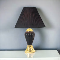 27" Black and Gold Ceramic Urn Table Lamp With Black Empire Shade