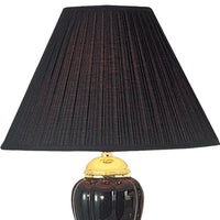 27" Black and Gold Ceramic Urn Table Lamp With Black Empire Shade