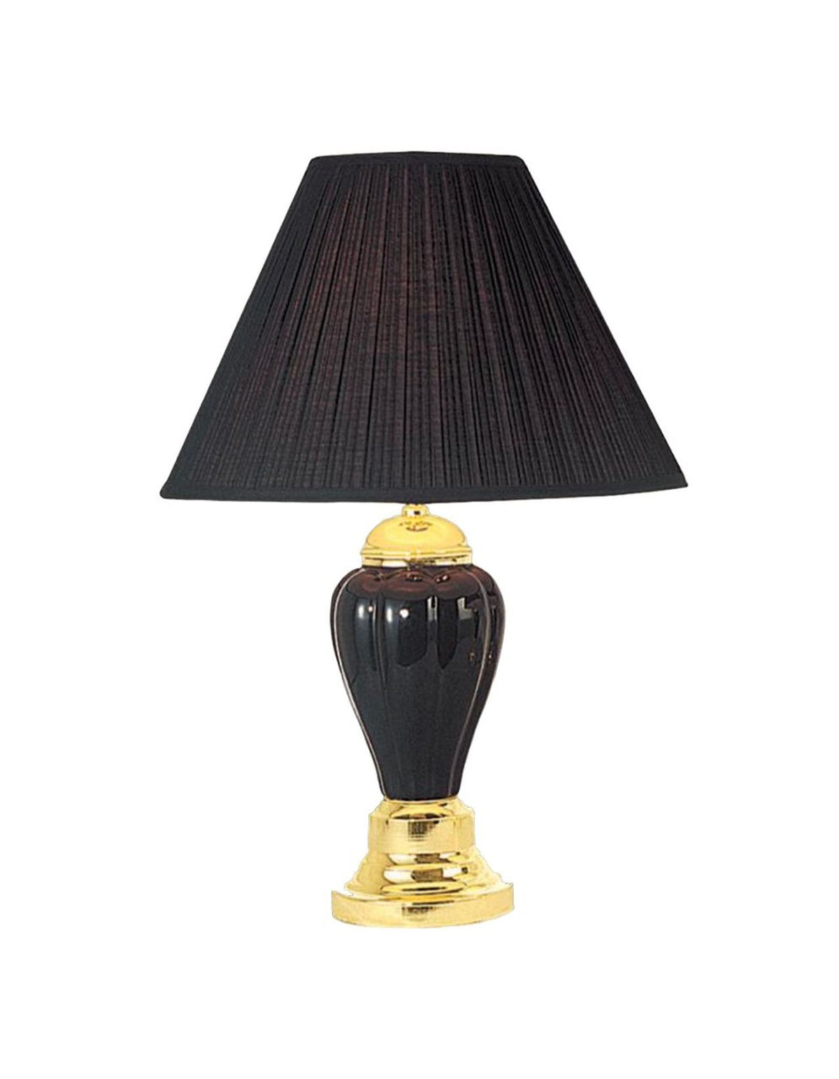 27" Black and Gold Ceramic Urn Table Lamp With Black Empire Shade