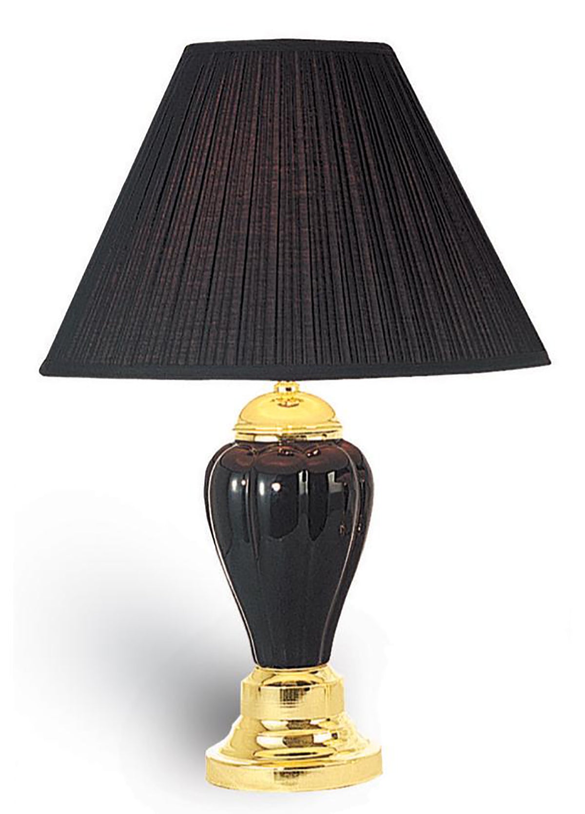 27" Black and Gold Ceramic Urn Table Lamp With Black Empire Shade