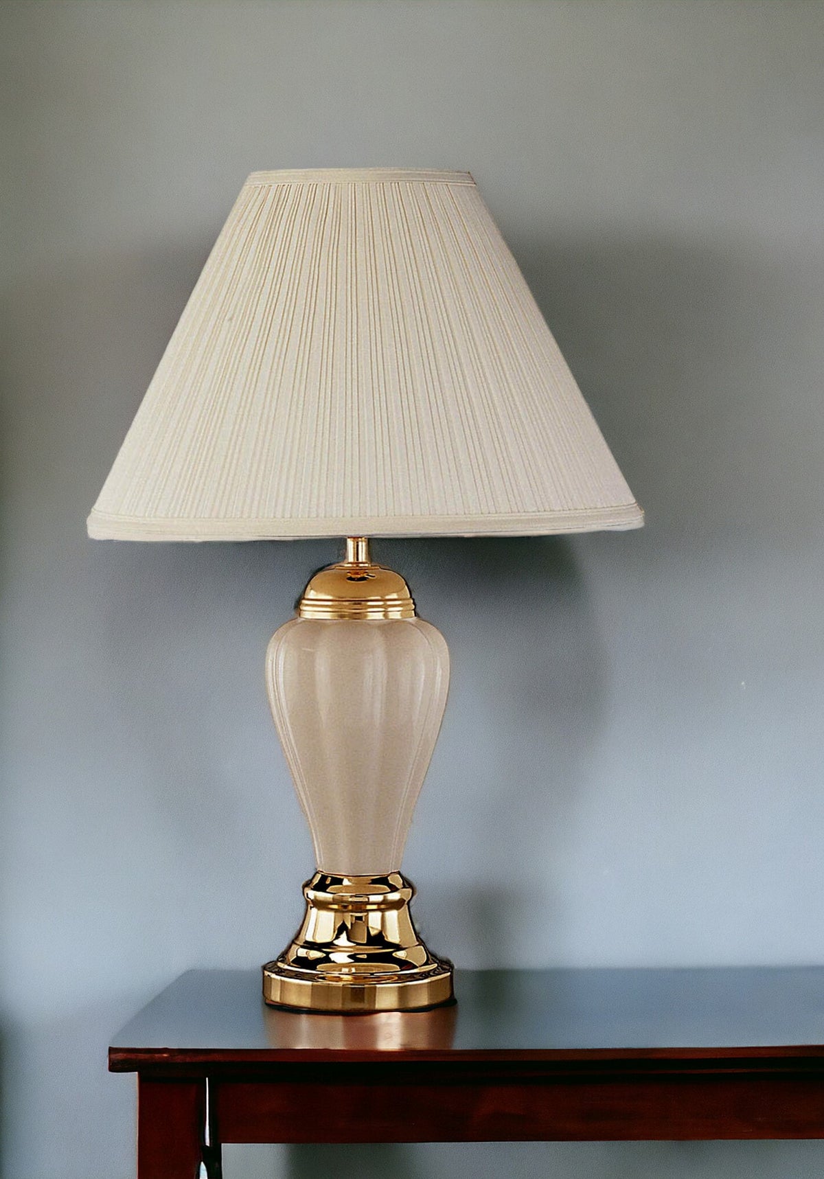 27" Black and Gold Ceramic Urn Table Lamp With Black Empire Shade