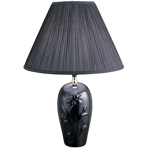 26" Black Bedside Table Lamp With Black Empire Shade