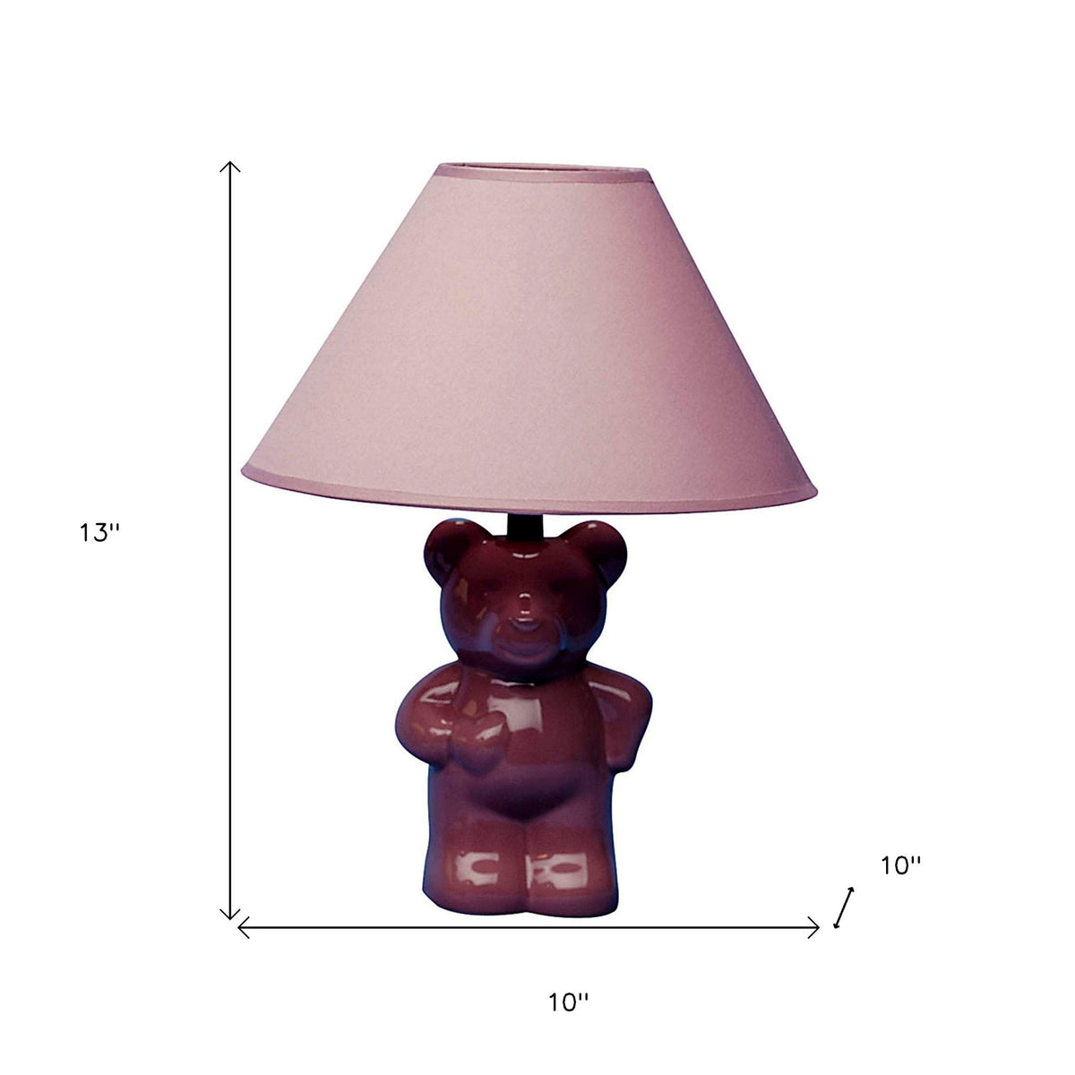 13" Pink Bedside Table Lamp With Pink Empire Shade